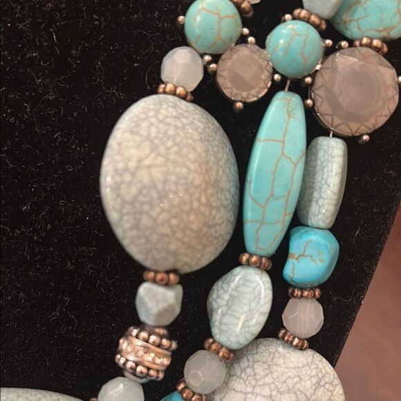 Blue Multi-Strand Beaded Necklace - Picture 2 of 5